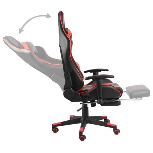 Drejelig gamingstol med fodstøtte PVC rød