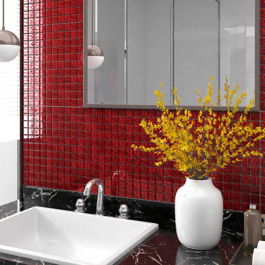 Mosaikfliser 11 stk. 30x30 cm glas rød