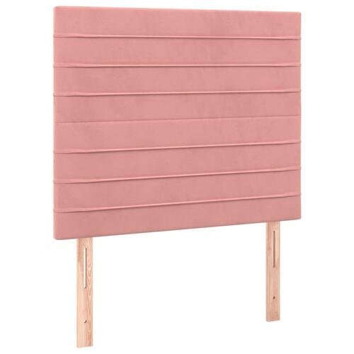 Sengegavl med LED-lys 80x5x118/128 cm fløjl lyserød