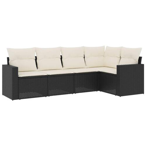 Sofasæt til haven 5 dele med hynder polyrattan sort