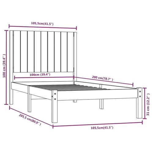 Sengeramme 100x200 cm massivt fyrretræ hvid