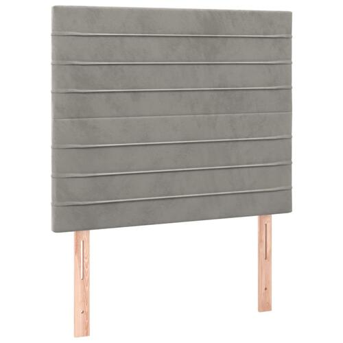 Sengegavl med LED-lys 100x5x118/128 cm fløjl lysegrå