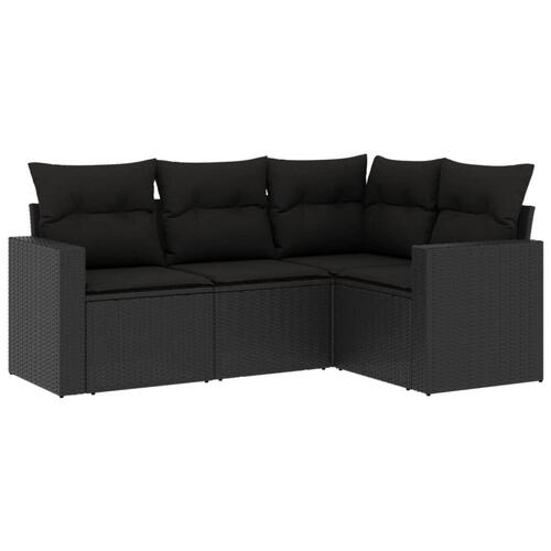 Sofasæt til haven 4 dele med hynder polyrattan sort