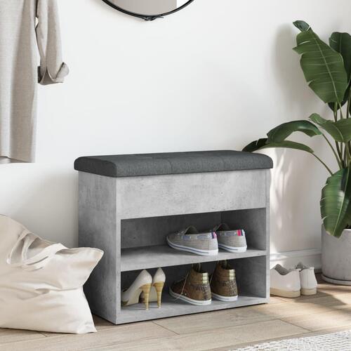 Skobænk 62x32x50 cm konstrueret træ betongrå
