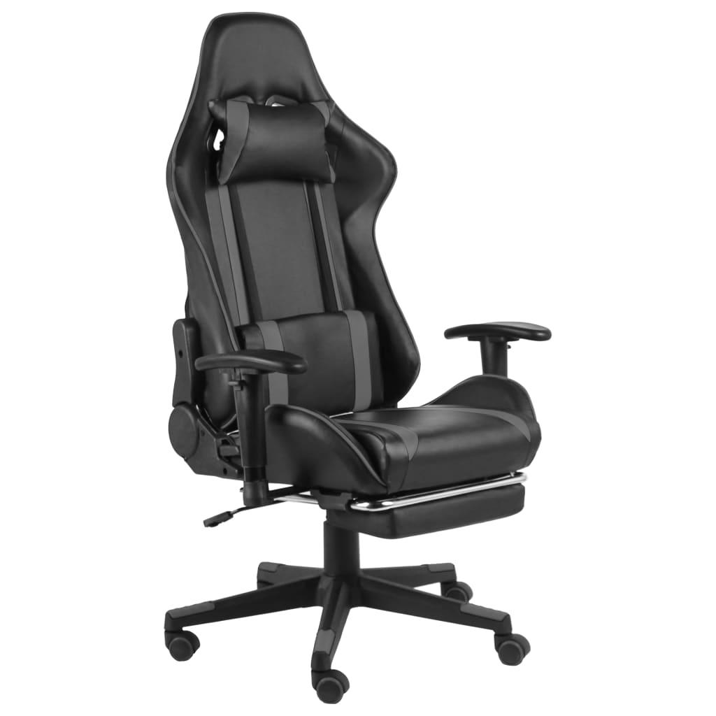 Drejelig gamingstol med fodstøtte PVC grå
