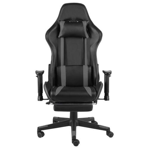 Drejelig gamingstol med fodstøtte PVC grå