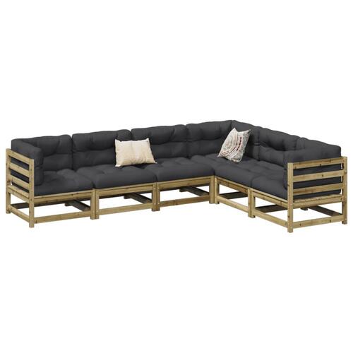 Sofasæt til haven 6 dele med hynder imprægneret fyrretræ