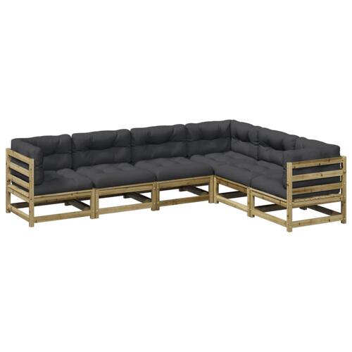 Sofasæt til haven 6 dele med hynder imprægneret fyrretræ