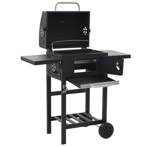 Kuldrevet grill med bundhylde sort