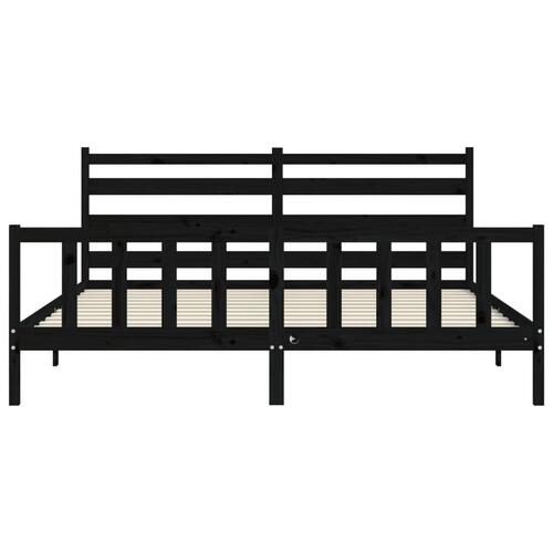 Sengeramme med sengegavl 180x200 cm massivt træ sort