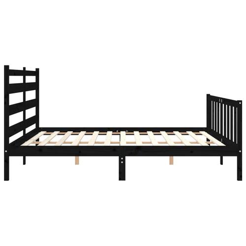 Sengeramme med sengegavl 180x200 cm massivt træ sort