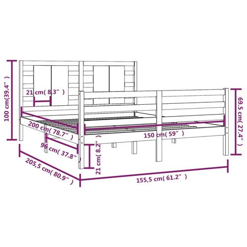 Sengeramme uden madras 150x200 cm massivt fyrretræ