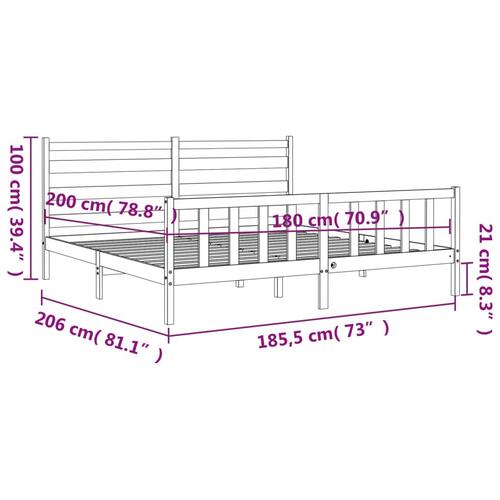 Sengeramme med sengegavl 180x200 cm massivt træ sort