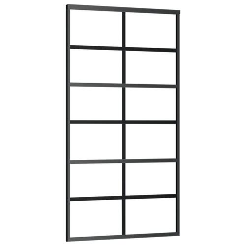 Skydedør m. monteringssæt 102x205 cm sikkerhedsglas og aluminium