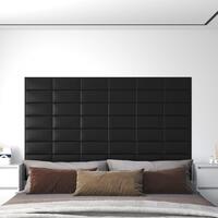 Vægpaneler 12 stk. 30x15 cm 0,54 m² kunstlæder sort