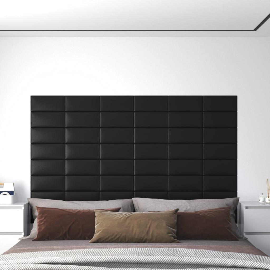 Vægpaneler 12 stk. 30x15 cm 0,54 m² kunstlæder sort