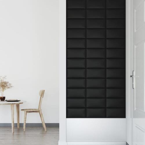 Vægpaneler 12 stk. 30x15 cm 0,54 m² kunstlæder sort