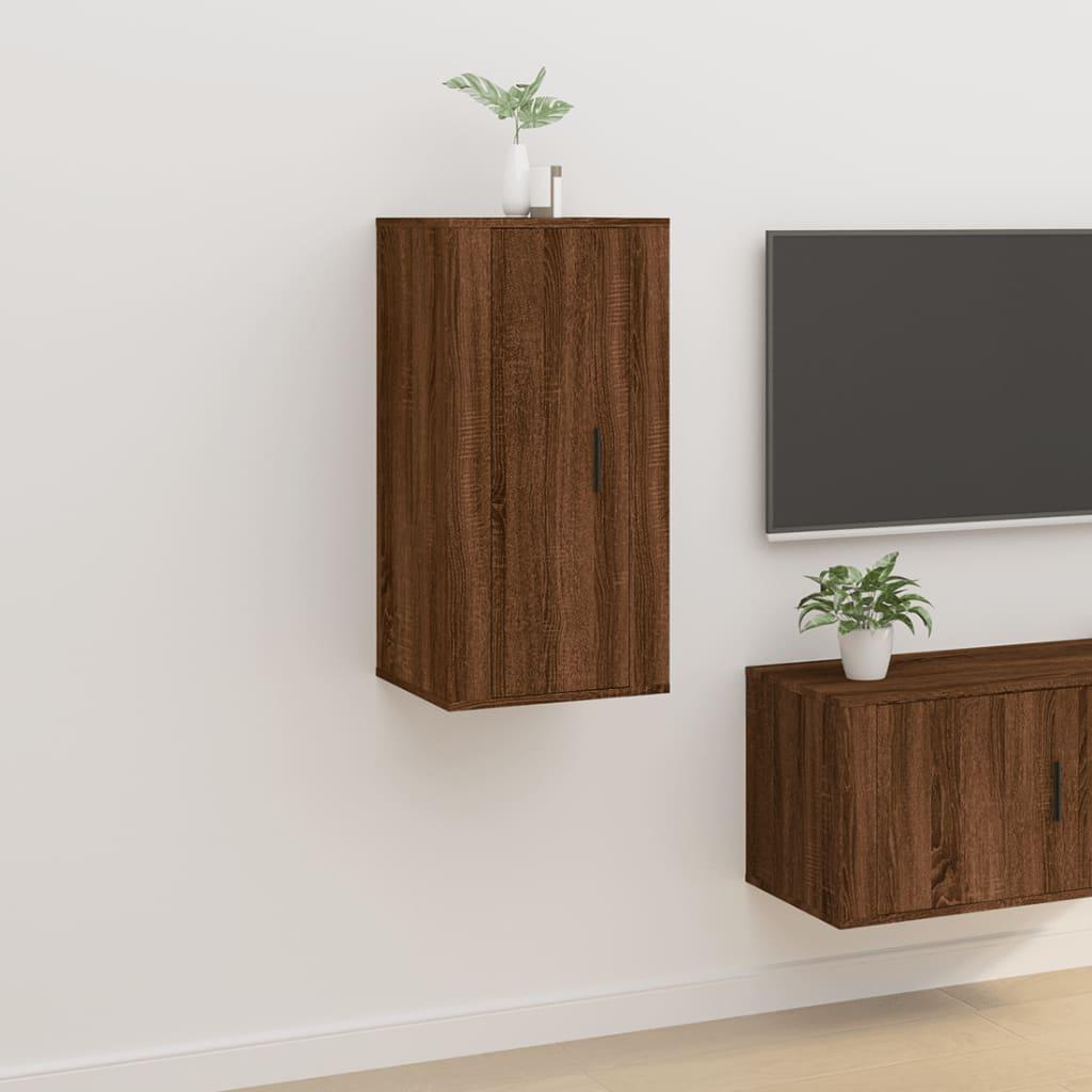 Væghængt tv-skab 40x34,5x80 cm brun egetræ