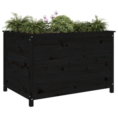 Højbed 119,5x82,5x78 cm massivt fyrretræ sort