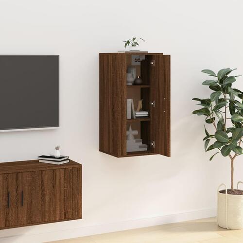 Væghængt tv-skab 40x34,5x80 cm brun egetræ