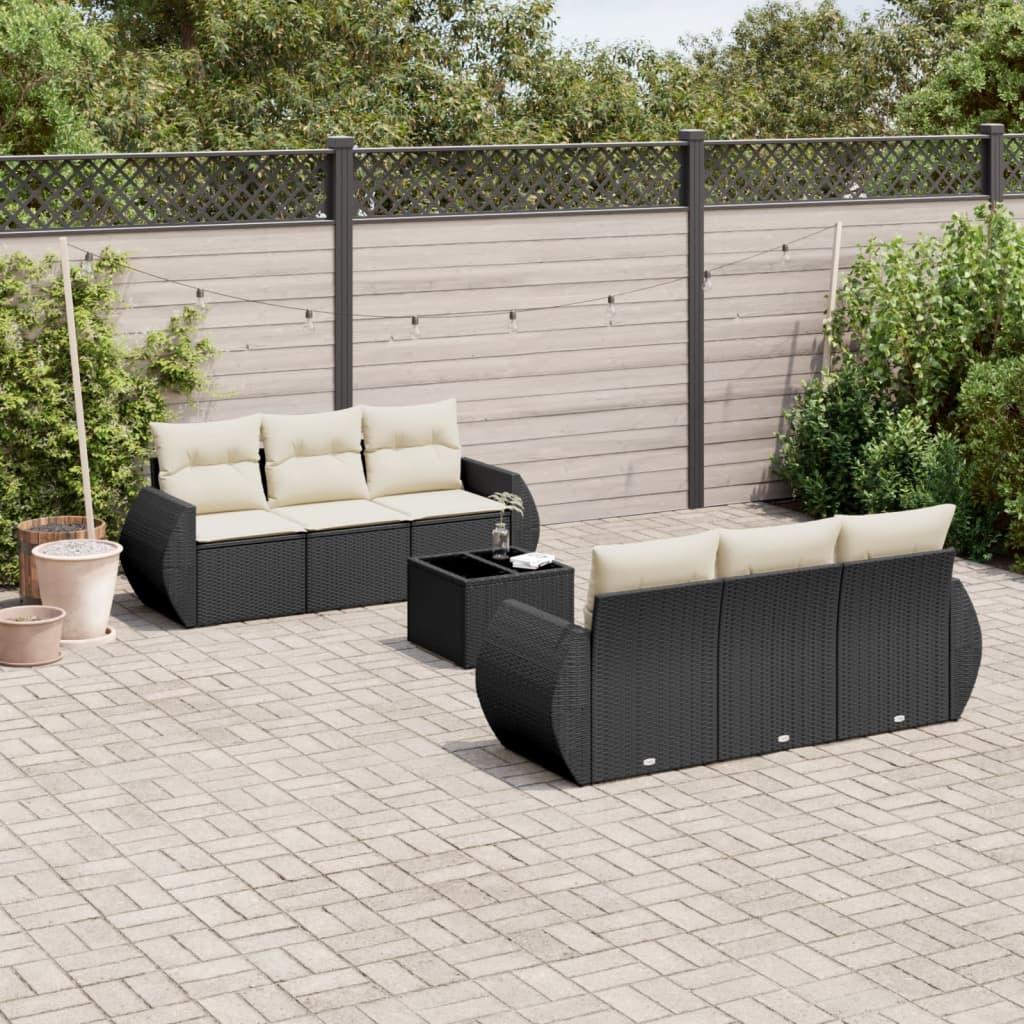 Sofasæt til haven 7 dele med hynder polyrattan sort billede