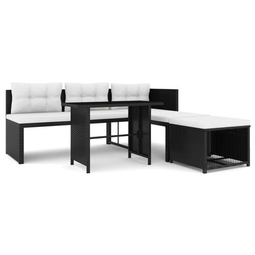 Haveloungesæt 4 dele polyrattan sort