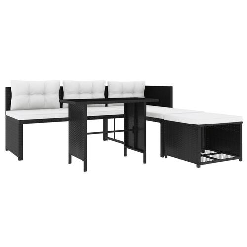 Haveloungesæt 4 dele polyrattan sort