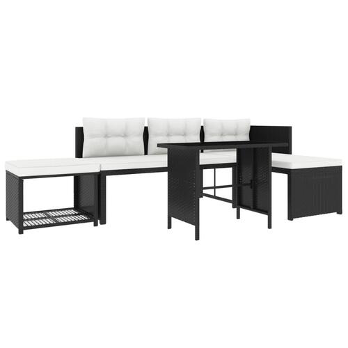 Haveloungesæt 4 dele polyrattan sort