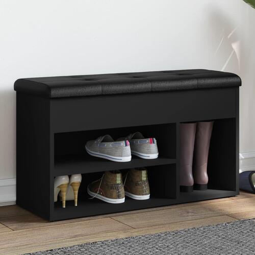 Skobænk 82x32x45,5 cm konstrueret træ sort