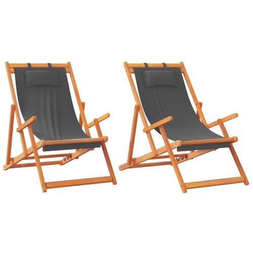 Foldbare strandstole 2 stk. stof grå