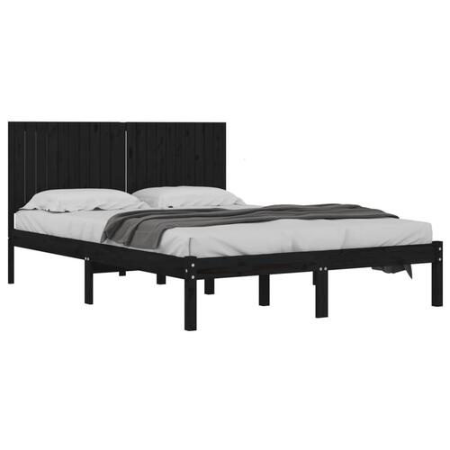 Sengeramme 200x200 cm massivt fyrretræ sort