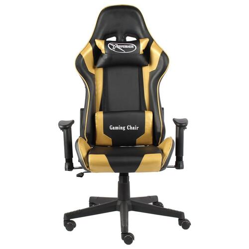 Drejelig gamingstol PVC guldfarvet