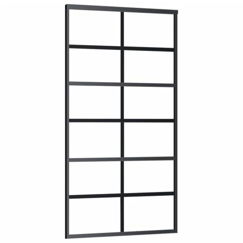 Skydedør m. monteringssæt 102x205 cm sikkerhedsglas og aluminium
