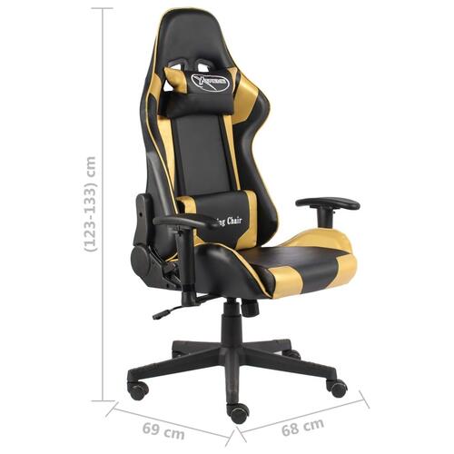 Drejelig gamingstol PVC guldfarvet