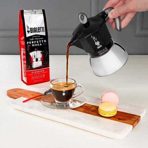 Italiensk Kaffekande Bialetti Moka Induction Sort Metal Rustfrit stål Aluminium 100 ml 2 Skodelice