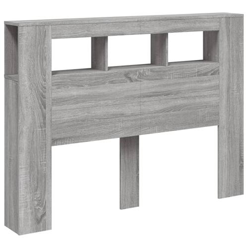 Sengegavl 140x18,5x103,5 cm LED-lys konstrueret træ grå sonoma