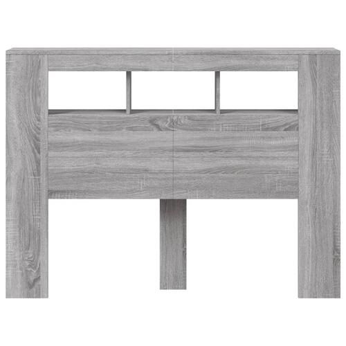 Sengegavl 140x18,5x103,5 cm LED-lys konstrueret træ grå sonoma