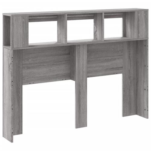 Sengegavl 140x18,5x103,5 cm LED-lys konstrueret træ grå sonoma