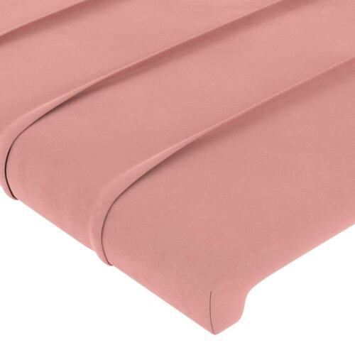 Sengegavl med LED-lys 100x5x118/128 cm fløjl lyserød