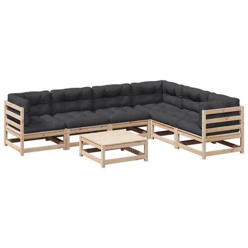 Sofasæt til haven 7 dele med hynder massivt fyrretræ