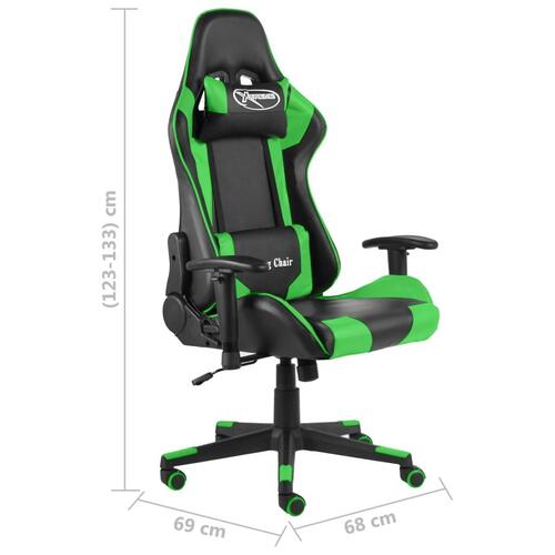 Drejelig gamingstol PVC grøn