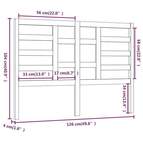 Sengegærde 126x4x104 cm massivt fyrretræ