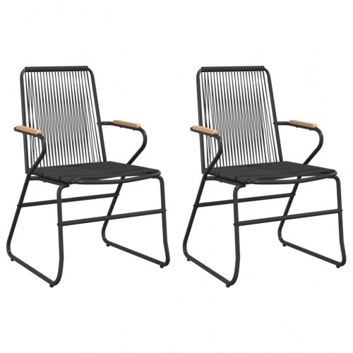 Spisebordssæt til haven 3 dele i sort PVC-rattan