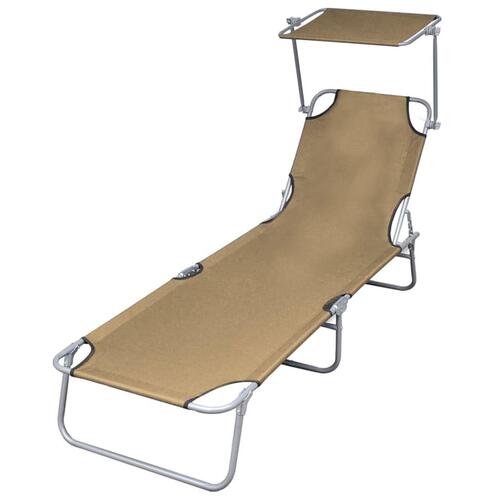Foldbar liggestol med tag stål gråbrun