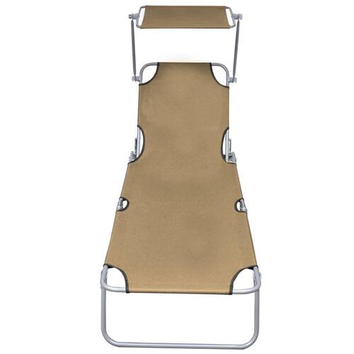 Foldbar liggestol med tag stål gråbrun