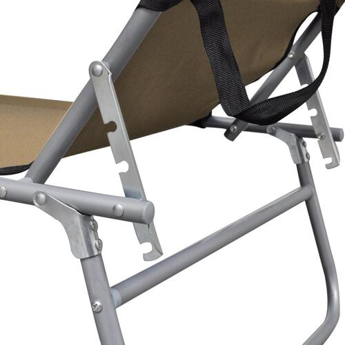Foldbar liggestol med tag stål gråbrun