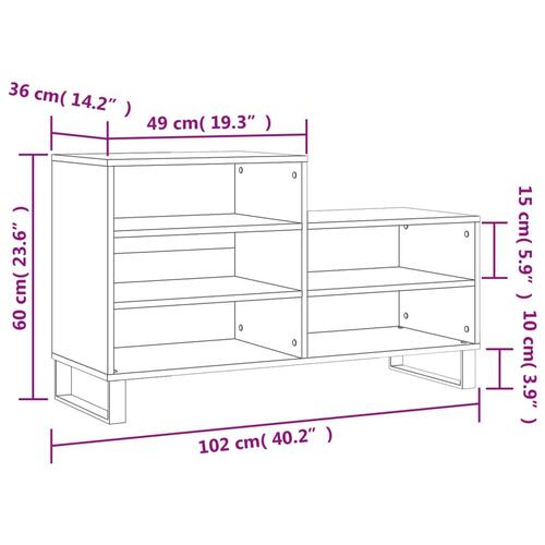 Skoreol 102x36x60 cm konstrueret træ hvid