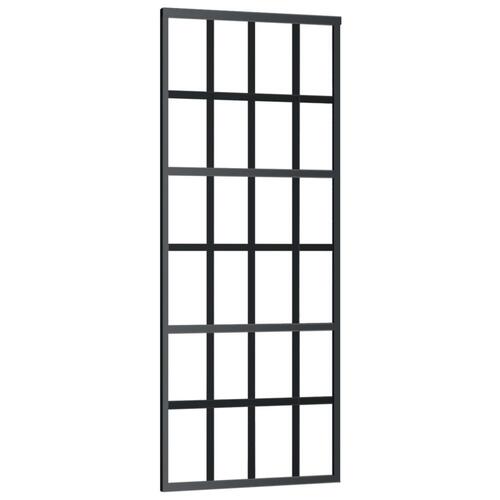 Skydedør m. monteringssæt 76x205 cm sikkerhedsglas og aluminium