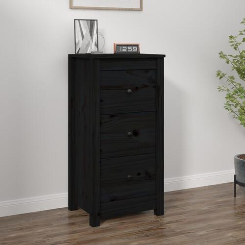 Skænk 40x35x80 cm massivt fyrretræ sort