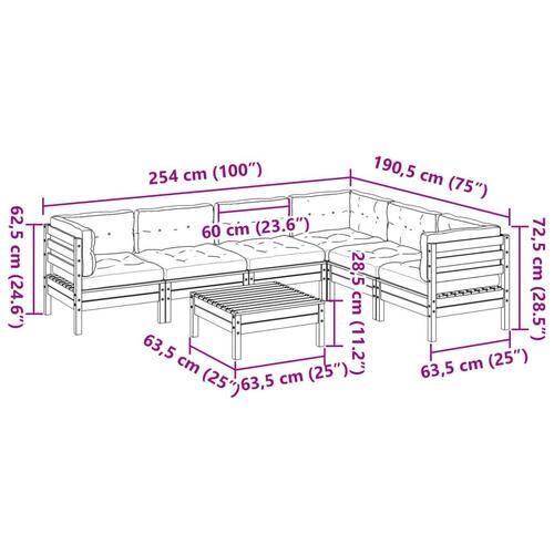 Sofasæt til haven 7 dele med hynder massivt fyr gyldenbrun